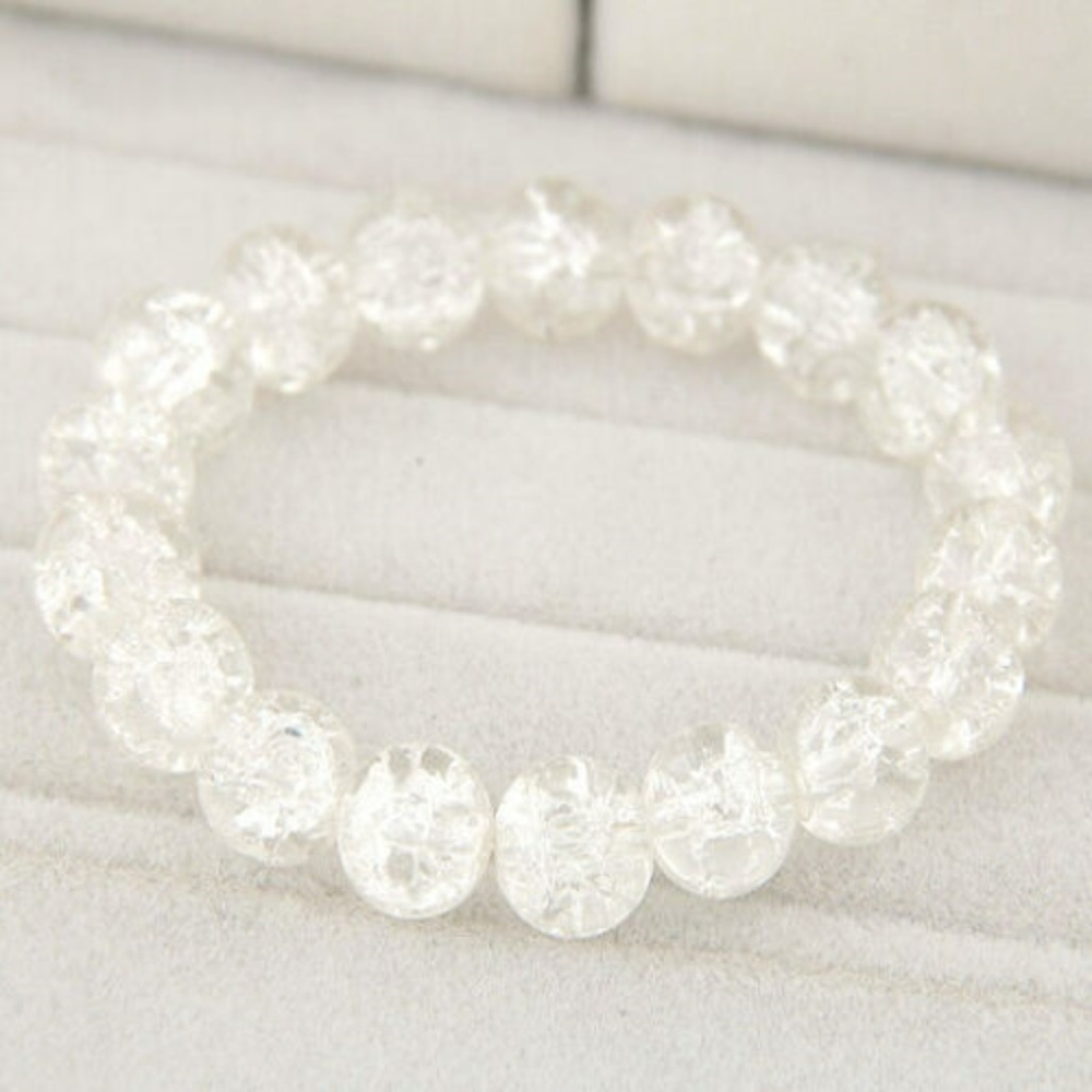 Glass Bead Stretch Beaded Bracelet CLEAR